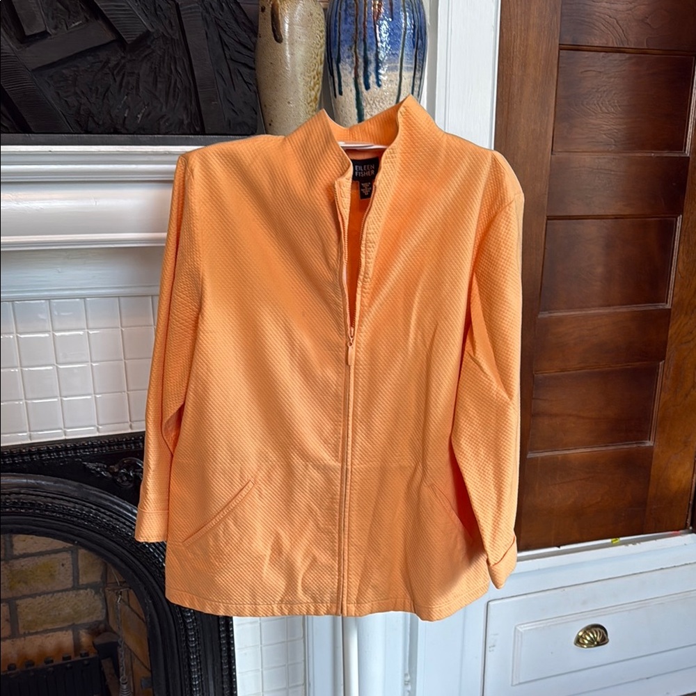 Eileen Fisher soft Orange‎  zip upWomen's Jacket- worn a bunch but still good